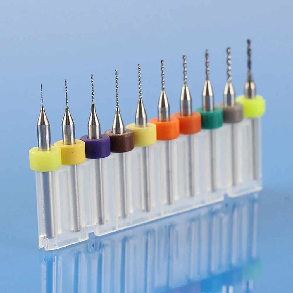 10Pcs Tungsten Carbide Drill Bits Set Sharp Engraving Bits for Pcb Cnc Wood Fiberglass 0.6mm to 1.5mm