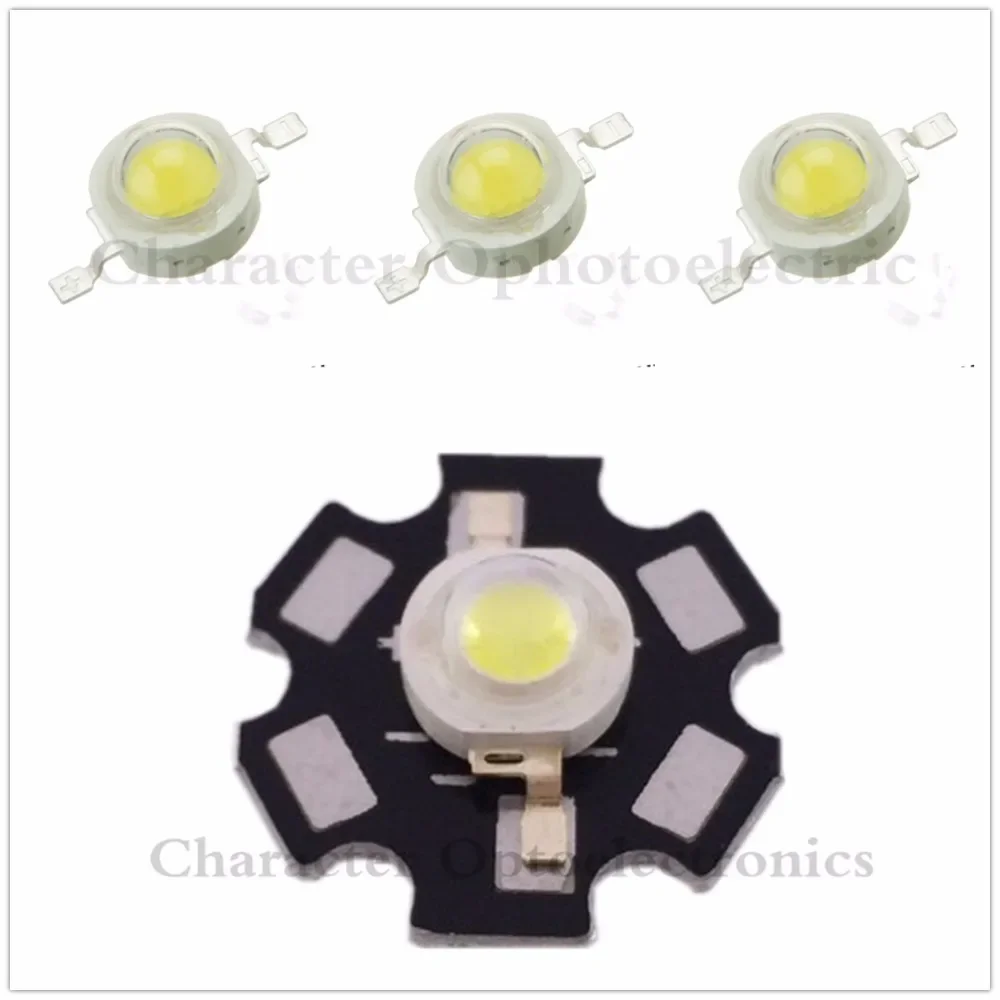 100pcs 3W Warm white Neutral white  Cool White 10000K 20000K 30000K High Power LED light+20mm star pcb base