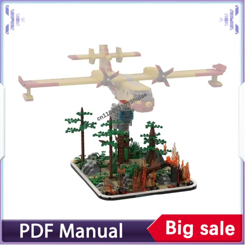 MOC Canadair CL-415 Aerial Firefighter Seaplane Model Building Bricks DIY Assemble Aircraft Blocks Set For Home Decoration
