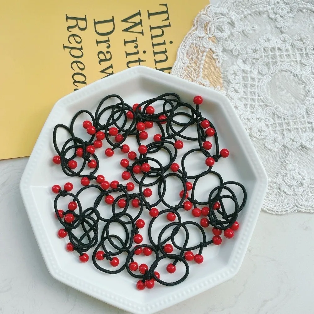 10pcs Candy Color Beaded Hair Ties No Tangle High Elastic Hair Rubber Bands Assorted Colors Beaded Design Bead Hair Accessories