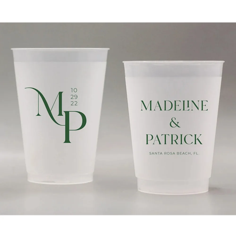 

Customized Frosted Shatterproof Flex Cups, Personalized Wedding Favor Cups, Wedding Favors, Minimalistic Wedding, Modern Wedding