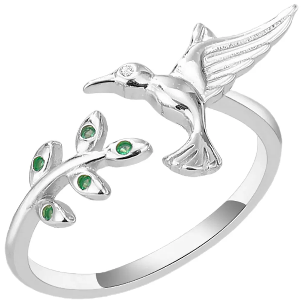 

Women Ring Open Adjustable Hummingbird Leaves Design Lightweight Finger Ring Charming Jewelry for Daily Wear Hummingbird Jewelry