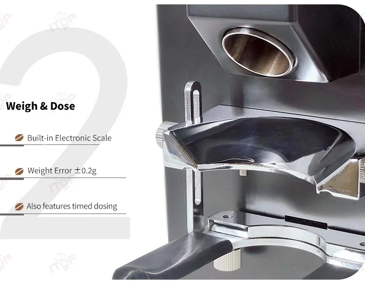 ITOP IT-64WQ مطحنة القهوة 64 مللي متر مطلي بالتيتانيوم لدغ مسطح وزنها مطحنة القهوة الكمية المدمج في مقياس مقهى المعدات