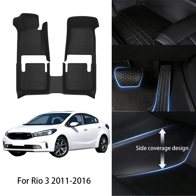 

Custom Fit PU Leather Car Floor Mat For Kia For Rio 3 4 Sonet Stonic Niro 2011 2017 2023 2024 Full Set Auto Interior Accessories