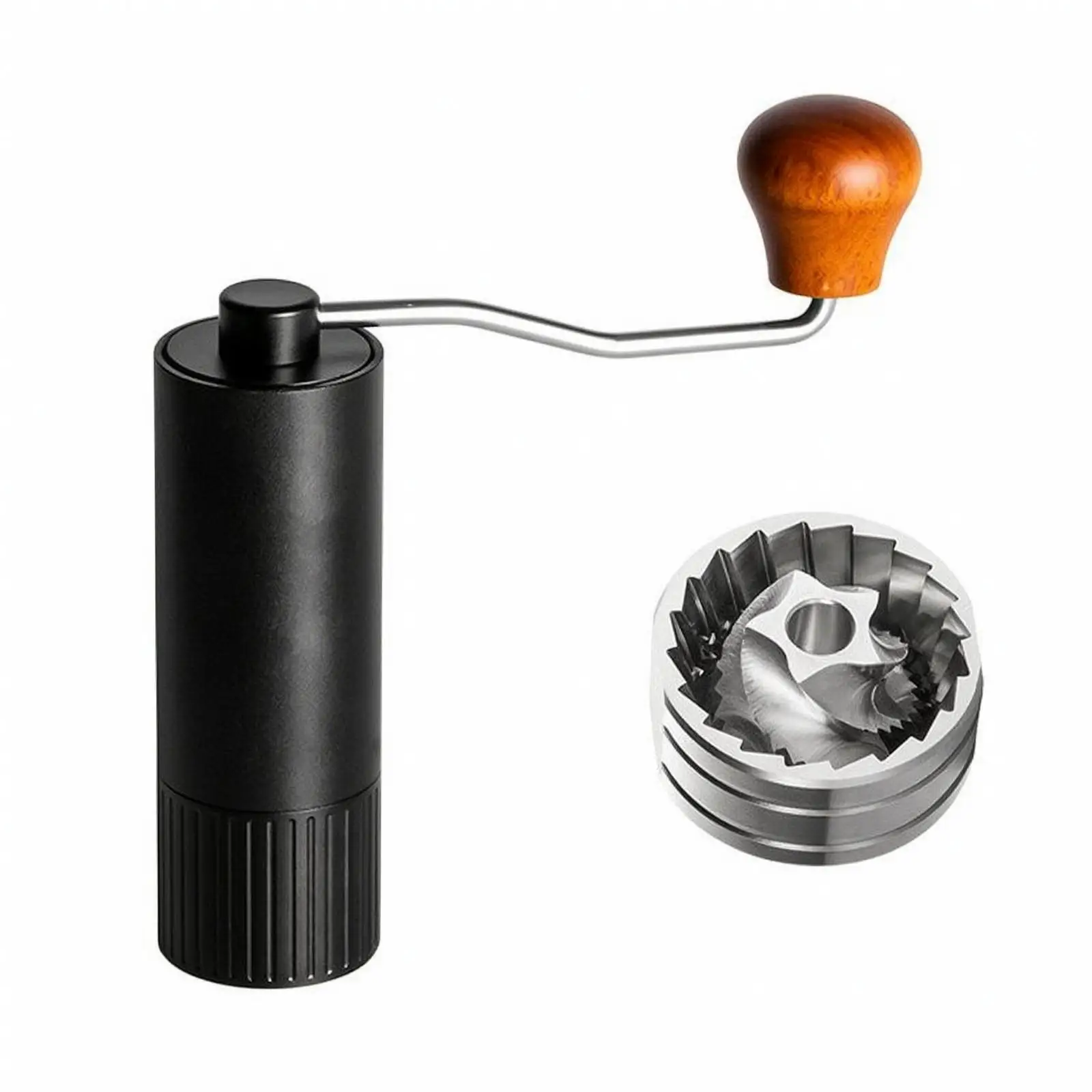 Hand Crank Coffee Grinder with Wooden Handle Adjustable Grind Size Manual Burr Grinder with Wooden Crank Knob for Home Baristas