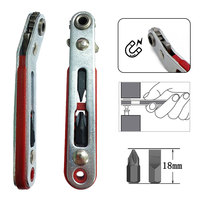 Red Magnetic Bidirectional Ratchet Screwdriver Right Angle Elbow Cross Shaped Hand Tool Accessory Set