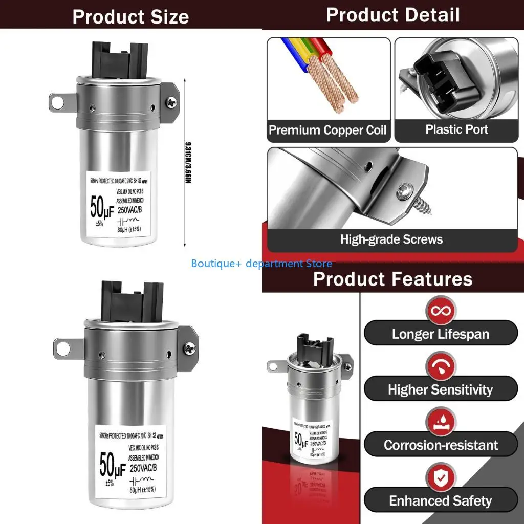 E1PD W11395618 Washer Dryer Start Capacitor 50µF 250VAC Motor Humming Replacement