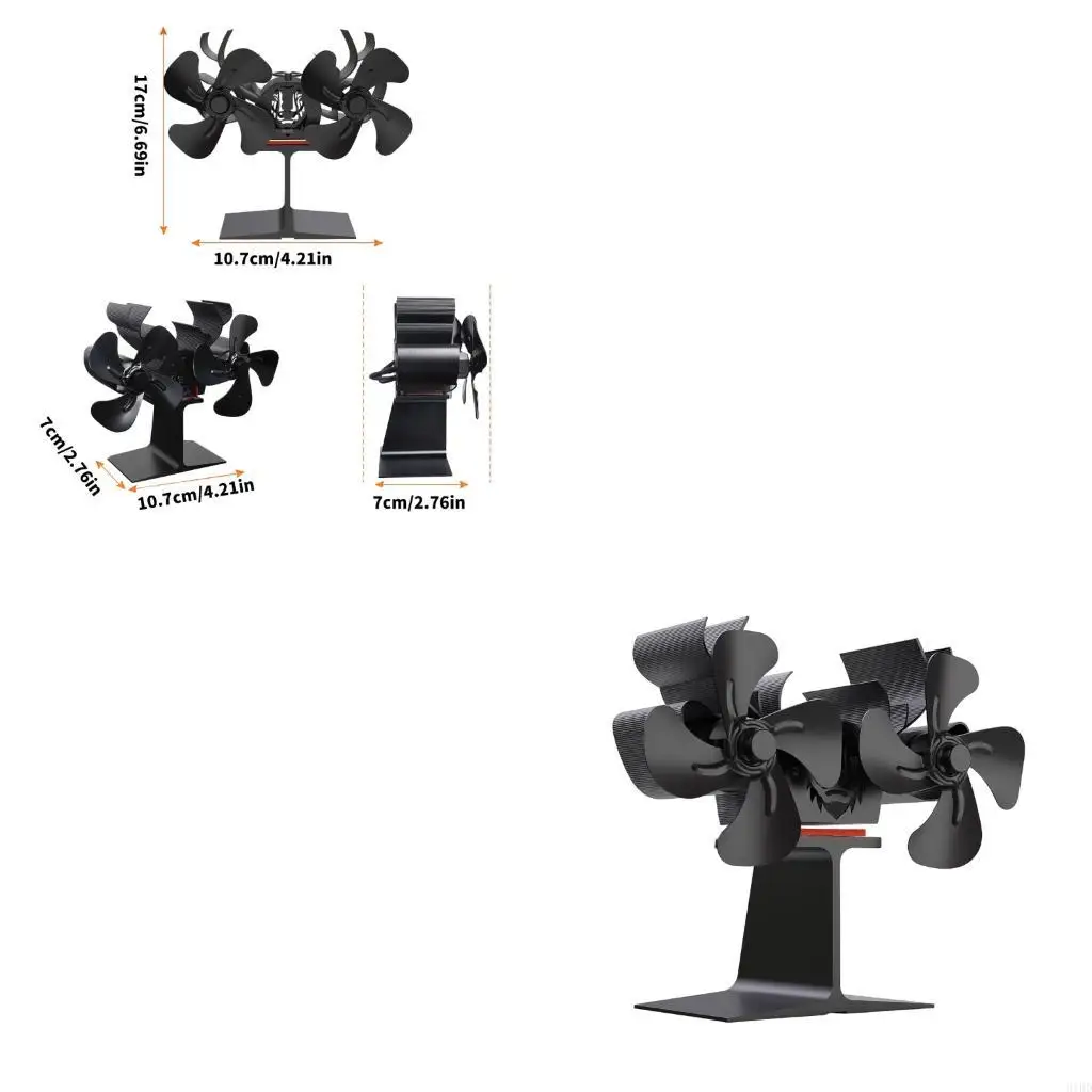 

Double Head Burning Stove Fan Replacement Heat Powered Fireplaces Fan for Wood Burners Efficient Heat Distribution