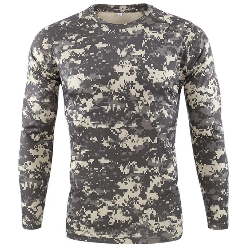 Fashionable Men\'s Camouflage Printed Men\'s T-shirt Casual Trend Military Fan Top Autumn New Long Sleeved Round Neck Top