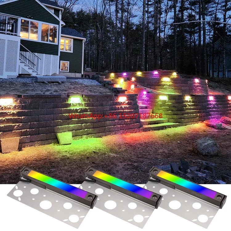 

Factory Direct Sale IP65 Waterproof Adjustable CCT Rgbw BT Smart 12V Retaining Wall 7 Inch Led Hardscape Lighting Light