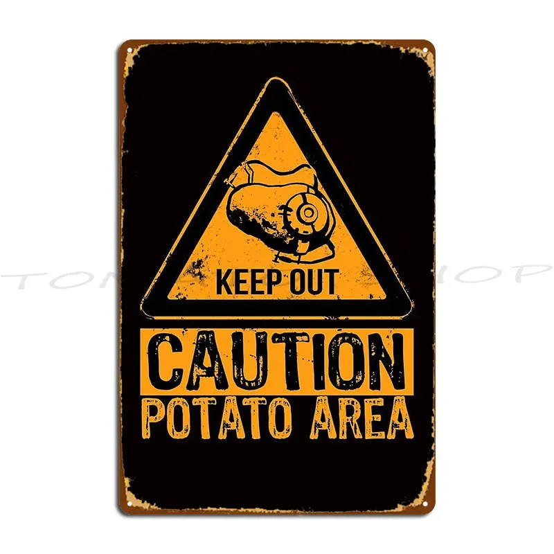 Portal Potato Keep Out Sign Funny Video Game Metal Plaque Cinema Personalized Party Garage Custom Tin Sign Poster