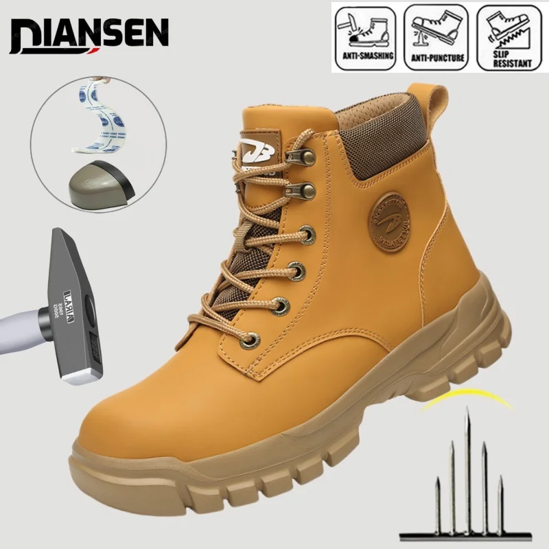 

Steel Toe Boots Anti Shock Indestructible Slip Resistant Construction Work Shoes Lightweight Breathable Sneaker Hiking Men Botas