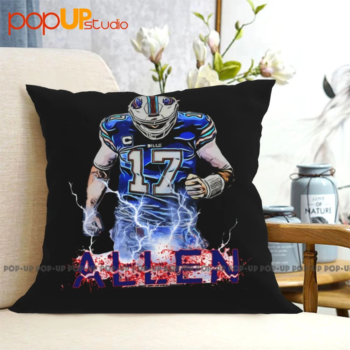 Square Buffalo 17 Josh Allen Bills 2021 Pillowcase Throw Pillow Cover Vintage Home Decor Brief Style