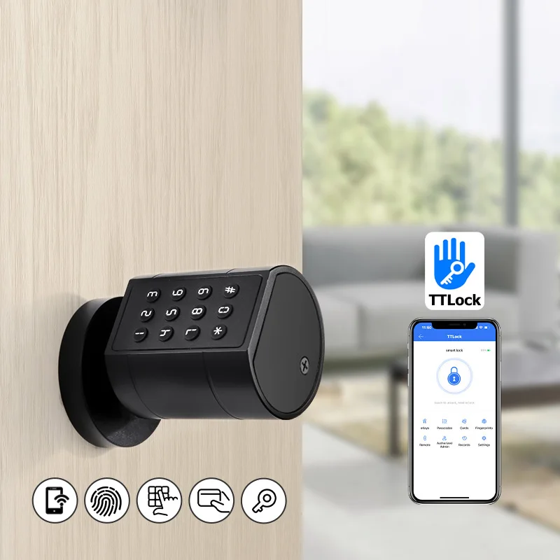 Smart Euro Cylindrical Door Lock ttlock app Keyless Security Entry Mechanical Key IP55 Waterproof fingerprint door lock