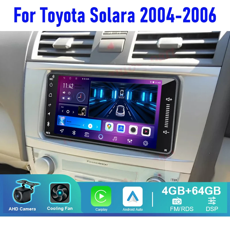 

7'' For Toyota Solara 2004-2007 Car Head Unit Radio Stereo Radi Apple CarPlay Android 13 Wireless Auto Reversing Image GPS BT FM