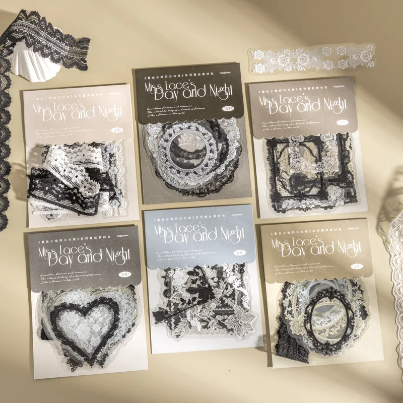 20pcs/lot Memo Pads Material Paper Miss Lace's Day and Night Journal Scrapbooking paper Card Background Decoration Paper