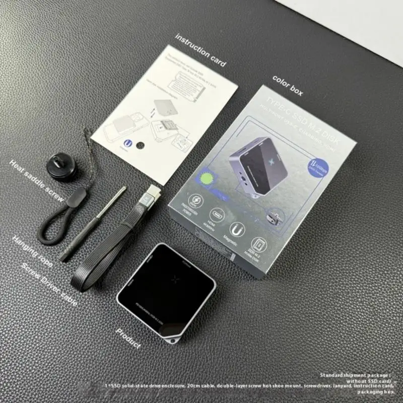 4X7E Glass Reinforced SSDs Enclosure Square Frame 4K Video Transmission PD100W Fast USB 3.2 M.2 2230 Support