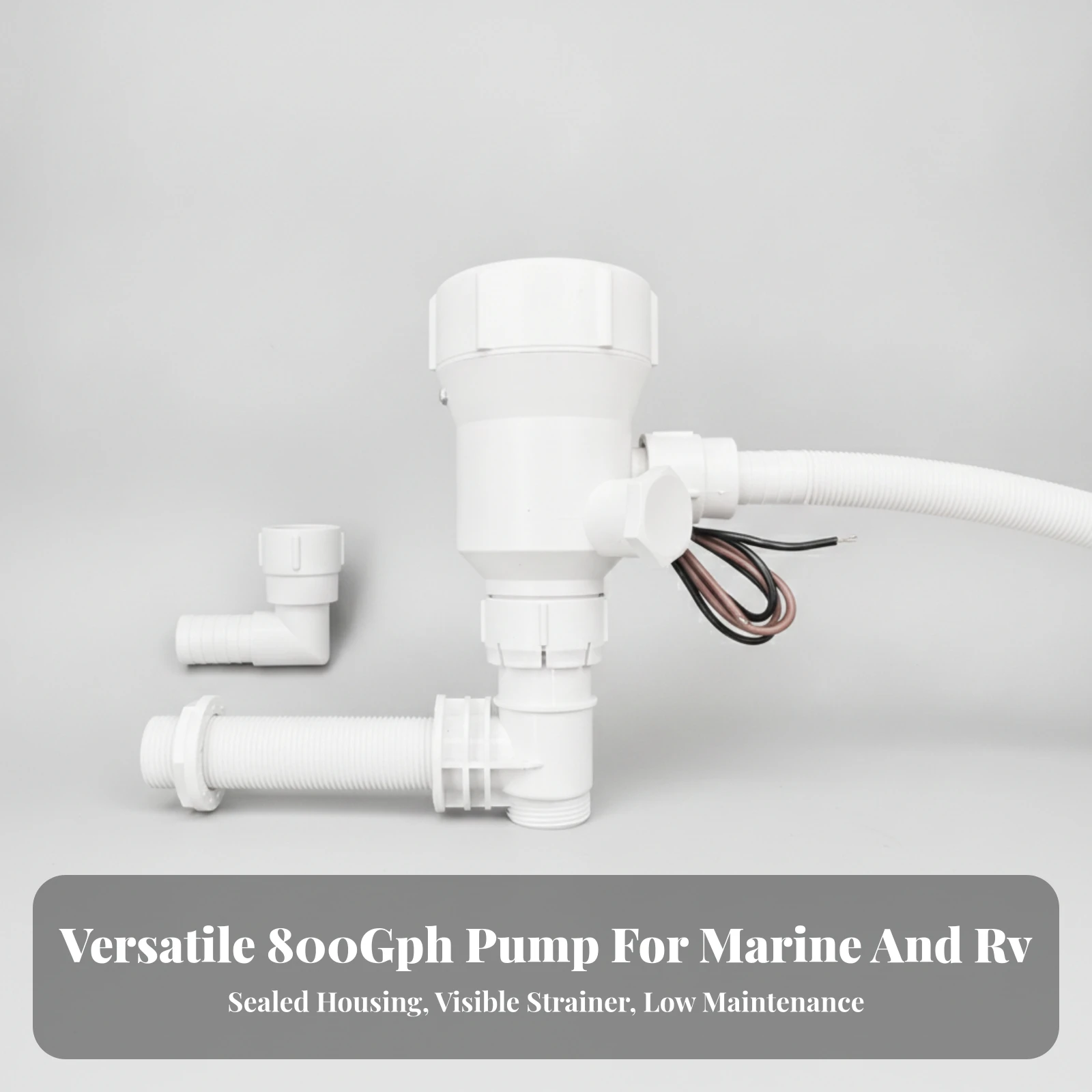 800 GPH Submersible Bilge Pump with Elbow Outlet for Boat Yacht RV Marine Water Drainage