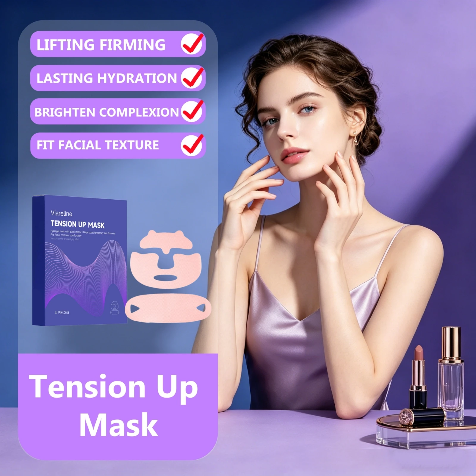 4Pcs Lifting Moisturize Face Mask Chin Up Patch Anti-Sagging Improve Skin Elasticity V-Line Face Skin Care Hydrogel Firming Mask