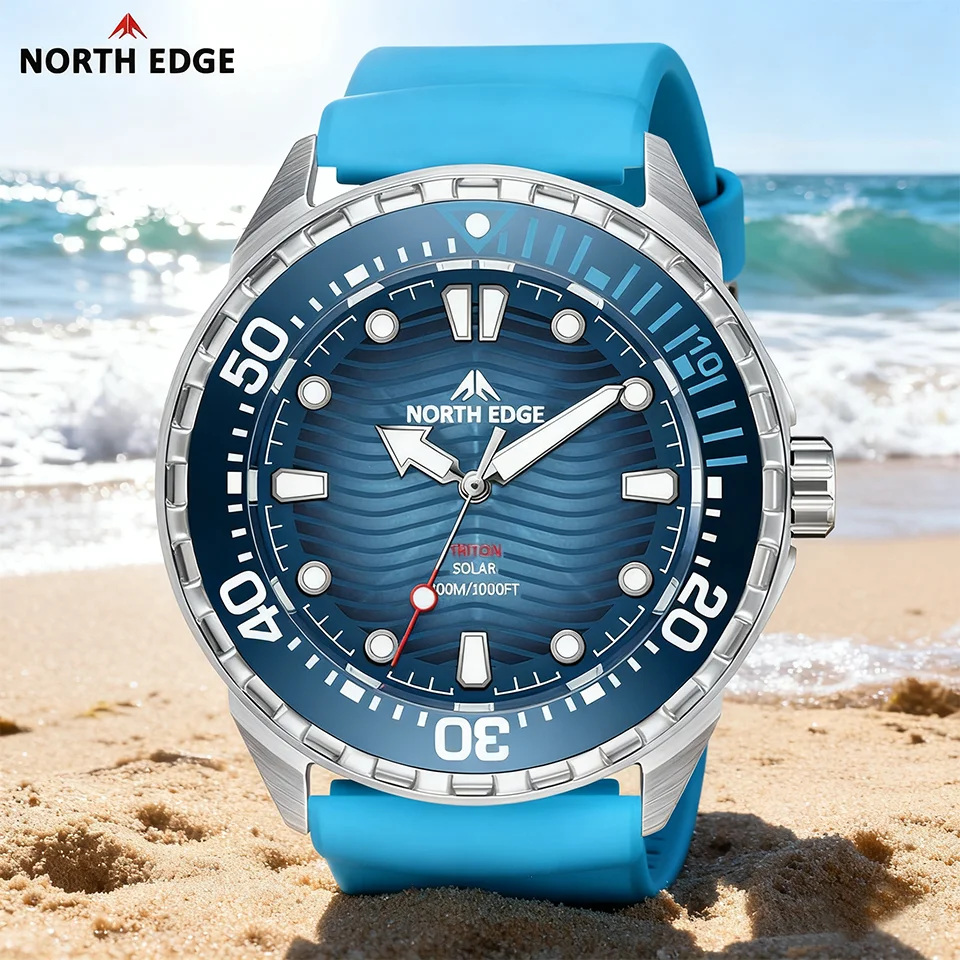 

Мужские часы NORTH EDGE TRITON с солнечной батареей, водонепроницаемые до 300 м, корпус из нержавеющей стали 316L, кварцевые, люксовые.