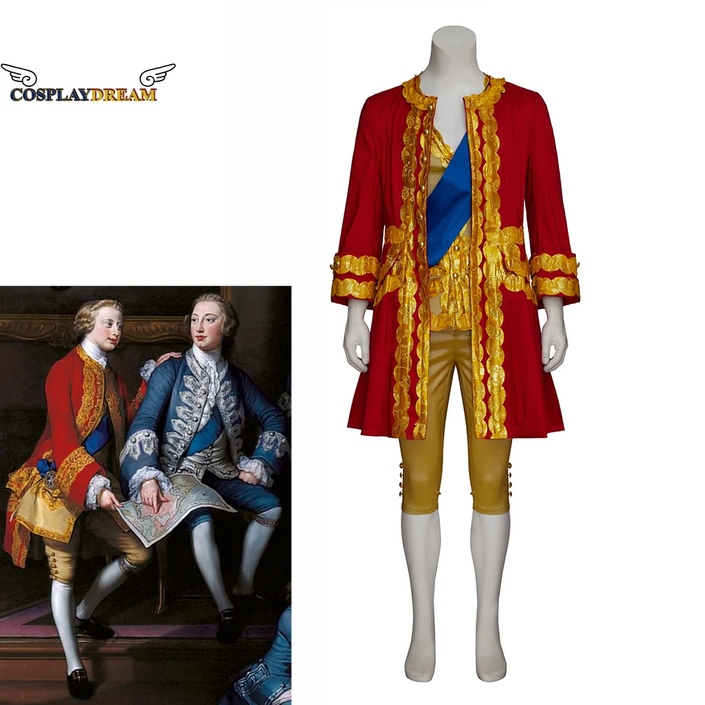 

18th Century Prince Edward Cosplay Costume Men Victorian Baroque Costume Medieval Noble Suit Elastic Jacket Vest Pants Suit