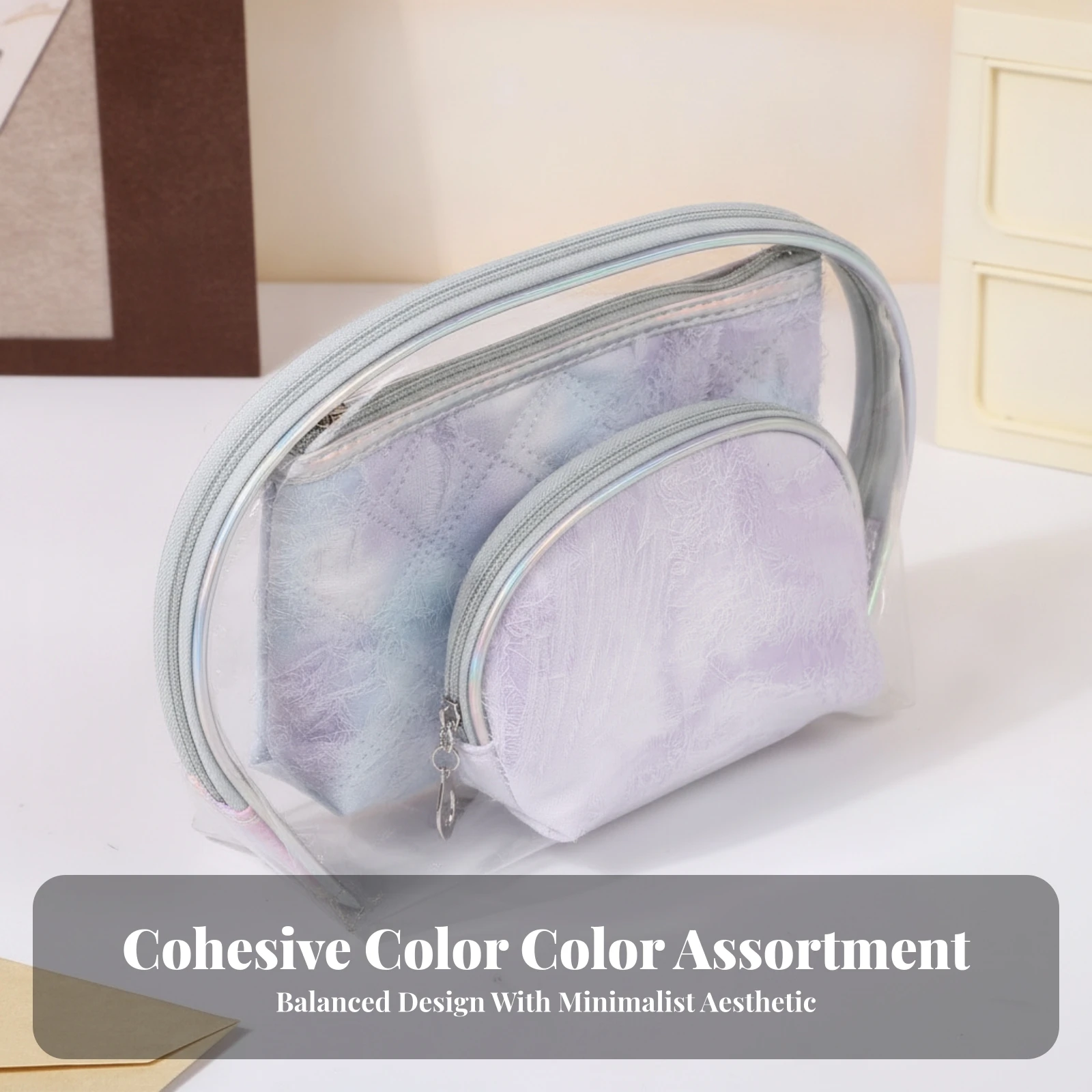 3 Pieces Travel Cosmetic Organizer Waterproof Toiletry Organizer Pouch Pouch with Zippered Compartments Easy to Clean