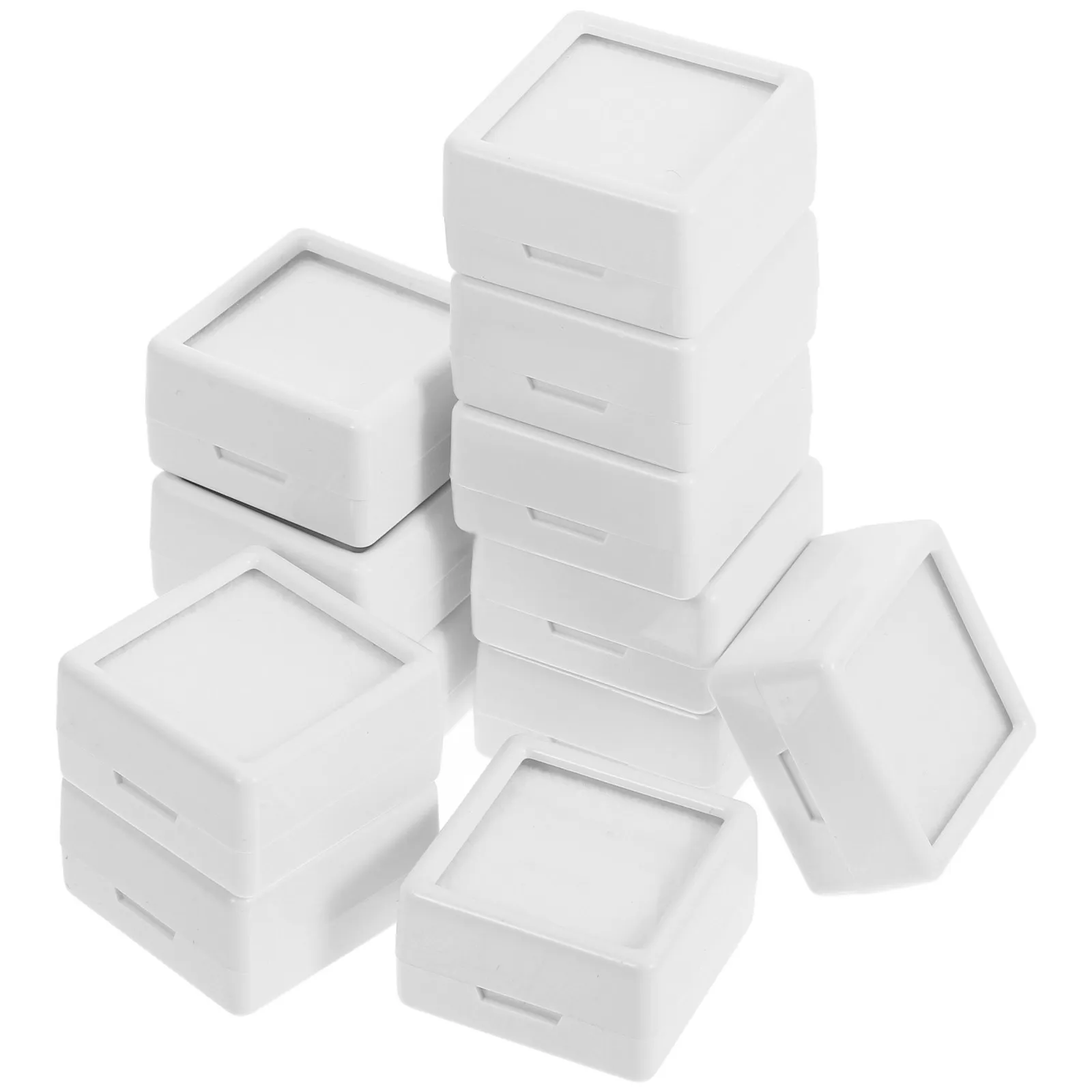 

Набор из 12 прозрачных пластиковых коробок для хранения ювелирных изделий и драгоценных камней с прозрачной крышкой, стеклянным верхом и губчатым наполнителем для колец