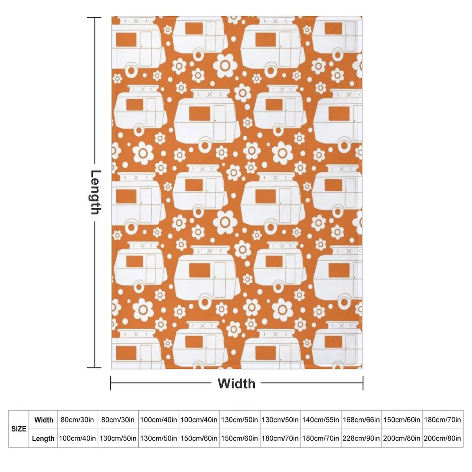 Daisy Polka Dot Vintage Caravan Pattern in Orange and White Throw Blanket cosplay anime funny gift Heavy Single Blankets