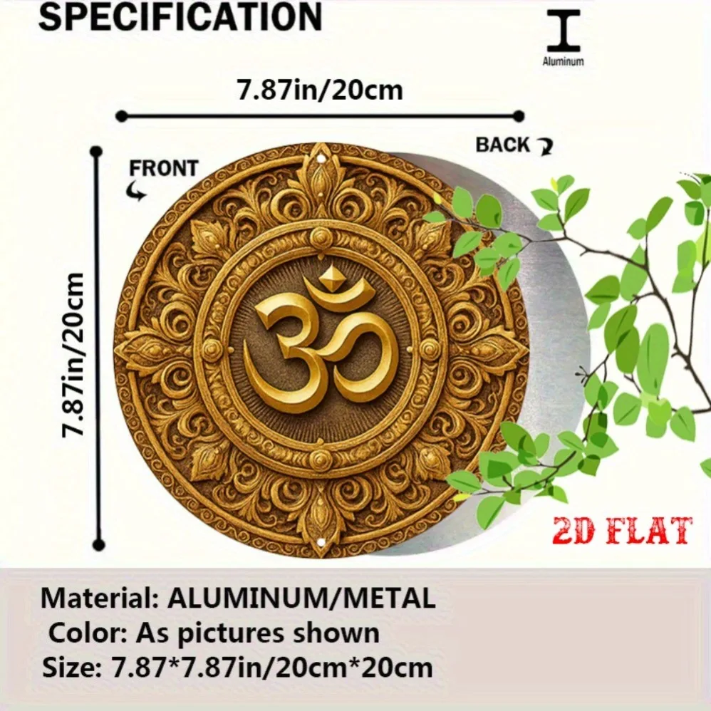 Golden Om Metal Wall Decor Lotus Yoga Meditation Zen Home Art Aluminum Ganesha Mandala
