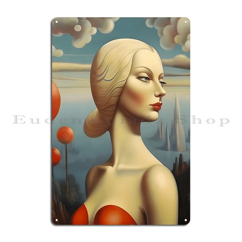 Abstract Blonde Woman With Red Lips Add A Touch Of Glam To Your Space Metal Plaque Poster Cinema Design Tin Sign Poster