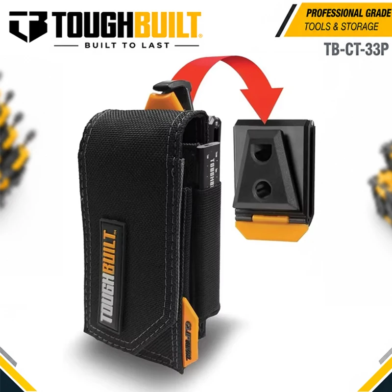 TOUGHBUILT TB-CT-33P ClipTech Smartphone Pouch Fits Any Belt with Notebook Carpenter Anti-Scratch Lining Portable Job Site