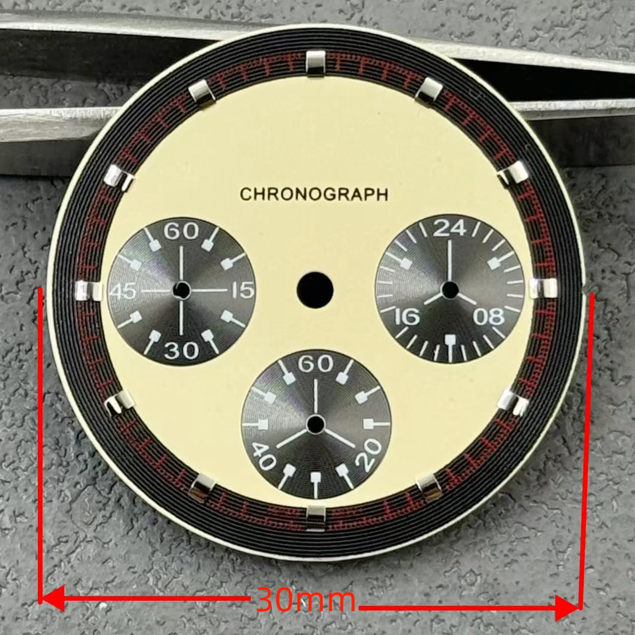 30mm Quartz Multi-Functional Dial, 6-Hand Panda Eye Sterile Dial, Compatible with VK63 Movement Watch Modification Accessories
