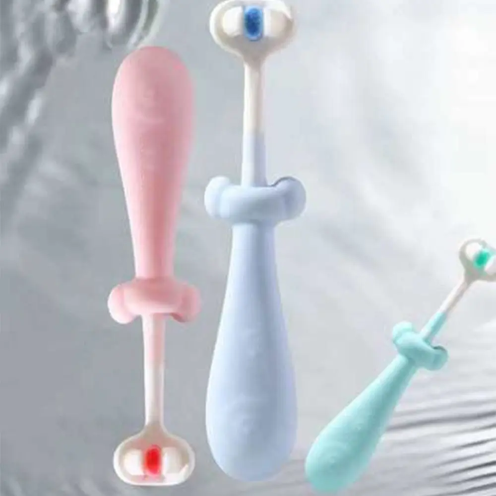 Tongue Scraper 3D Stereo Toothbrush Solid Color Food Grade Three-Sided Toothbrush Soft Bristles Anti Slide Handle