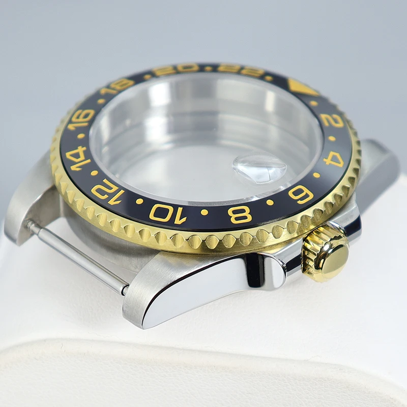 Fenya 40 mm saffierglas horloge stalen duikkast zilver goud MOD Fit GMT Seiko Nh35 Nh36 Nh34 Eta 2824 Miyota 8215 28,5 mm wijzerplaat