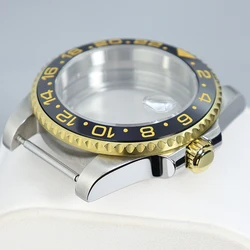 40mm Men Sapphire Glass Watch Steel Diving Case Silver Gold MOD Fit GMT Seiko Nh35 Nh36 Nh34/38 Eta 2824 Miyota 8215 28.5mm Dial