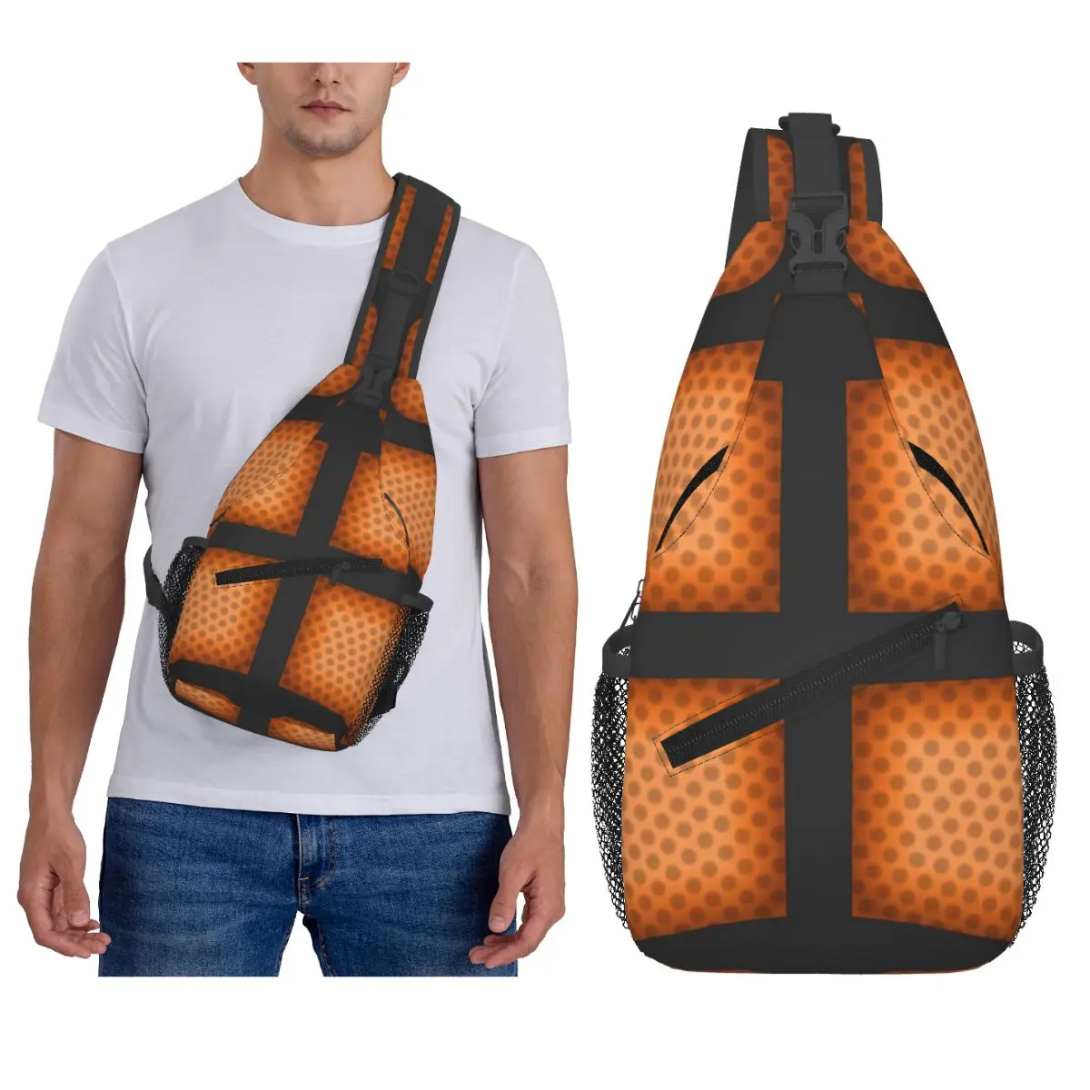 

Модная баскетбольная текстурированная нагрудная сумка, мужской рюкзак через плечо, нагрудная сумка, дорожный походный рюкзак, сумка на плечо
