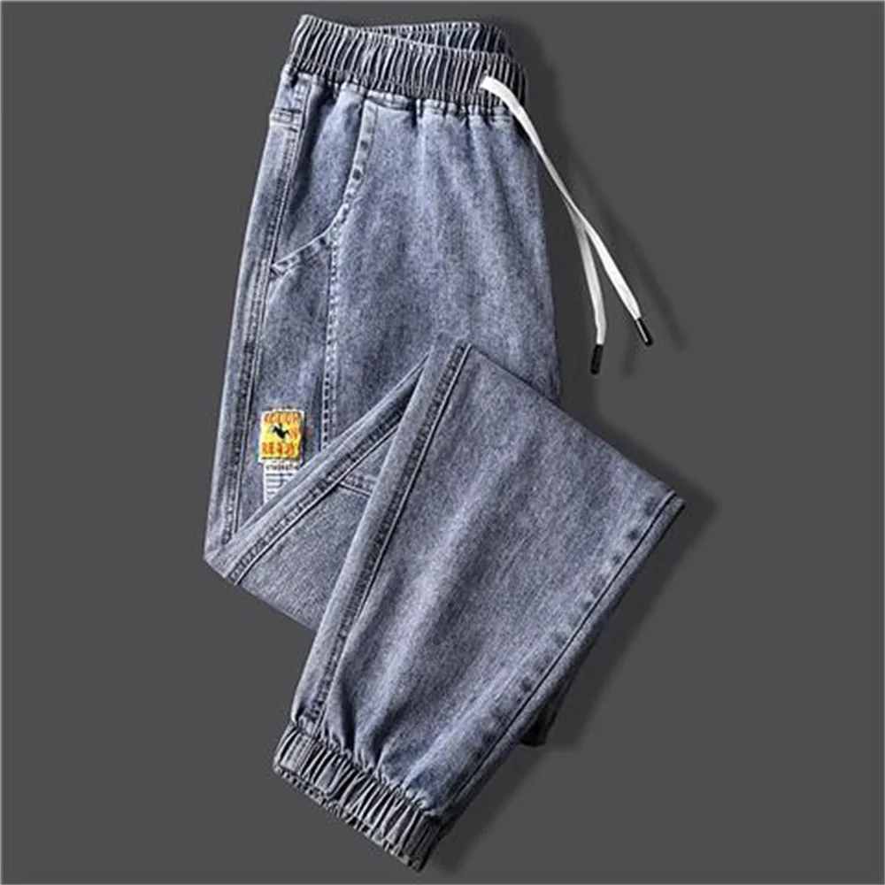 Denim jeans grosso e quente masculino, corredores pretos, calças harém, jeans de lã, roupas de streetwear, inverno