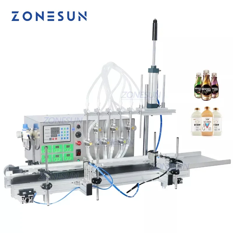 

ZONESUN ZS-DTMP6 Automatic Liquid Filling Machine Six Diving Nozzles Essential Oil Perfume Juice Magnetic Pump Bottle Jar Filler