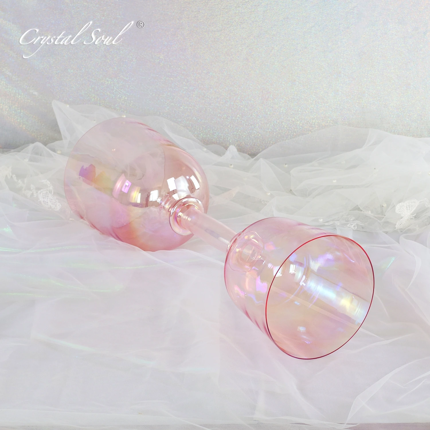 CrystalSoul 432Hz pink Double Headed Crystal Chalice Holy Grail Perfect Pitch  Customized Tone