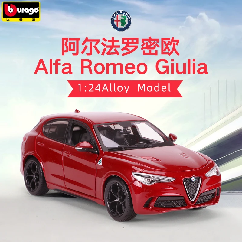 Модель автомобиля Bburago 1:24 Alfa Romeo Stelvio SUV из сплава, модель игрушечного автомобиля из литого металла, модель автомобиля, коллекция, подарки для детей