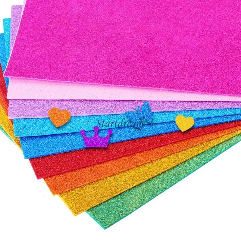 10Pcs Glittering Paper 2mm Thickness Adhesive Foam Paper for Kindergarten School K92C