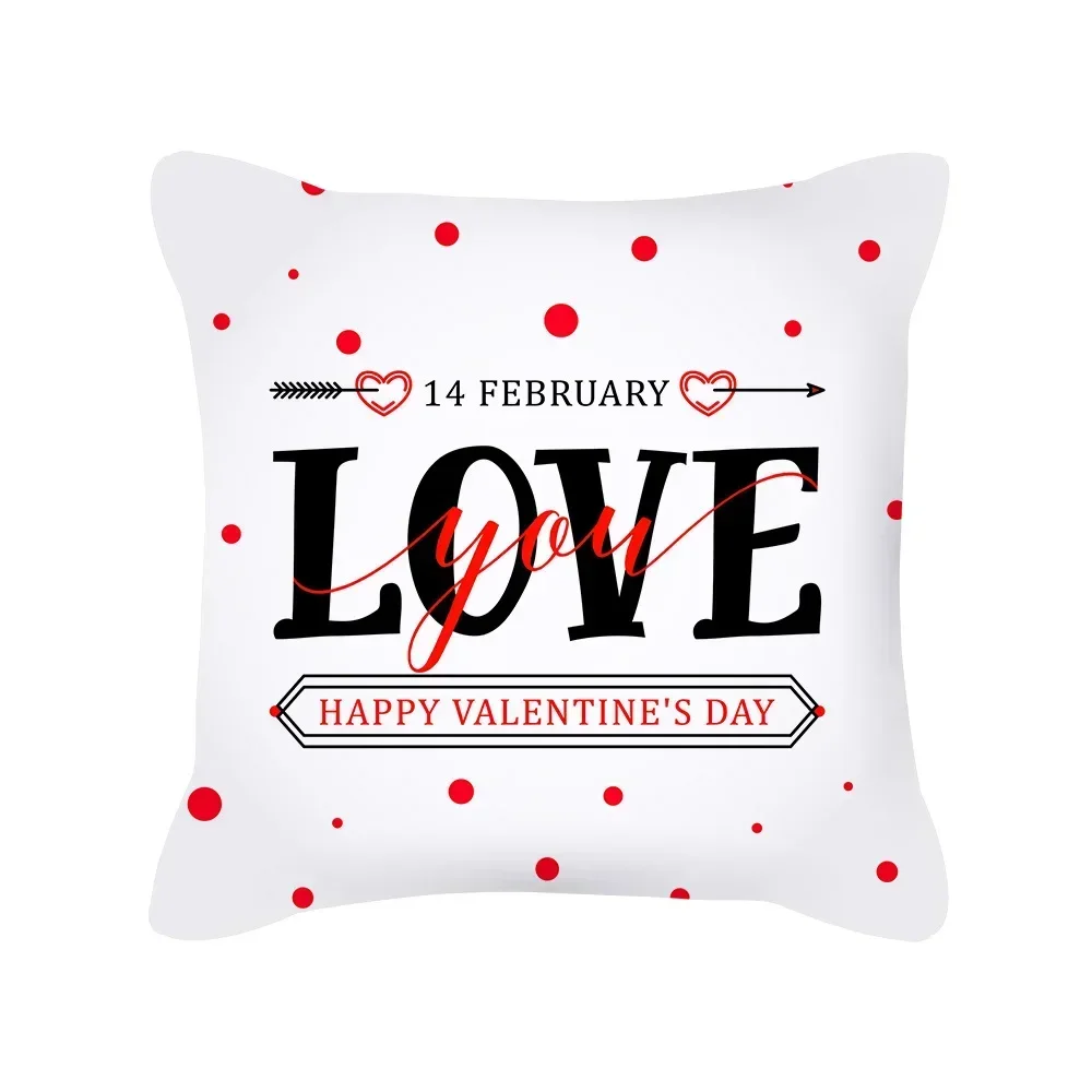 Valentine's Day Cushion Cover Red love Pillowcase Printing Pillow Covers Linen Throw Pillowcase Home decoration 18″x18″