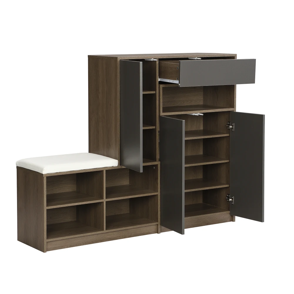 Schuhaufbewahrungsbank, Schuhschrank, Schuhregal mit gepolstertem Sitz, vielseitige Schuhaufbewahrungslösung mit Racks für den Flur – Detail 13
