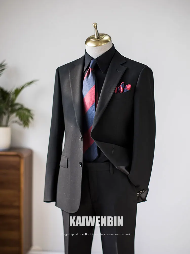 Men's suit 2 Pieces Black Shiny Stripe High-fashion Formal Blazer Single Breasted Groom's wedding banquet Casual Business Custom