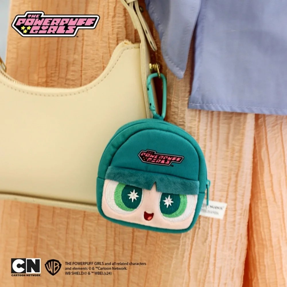 本物のパワーパフガールズ小銭入れ漫画スクールバッグシリーズブロッサムバブルズジッパーウォレットポーチカード用データケーブルギフト