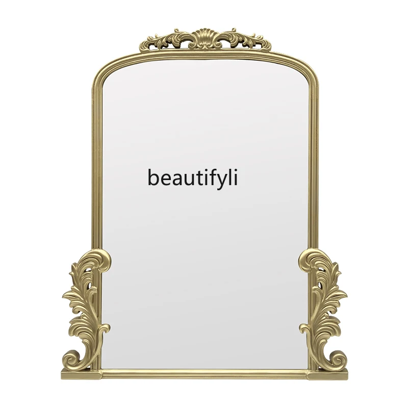 

European retro wall-mounted bedroom, vanity, porch decoration, bathroom engraved makeup mirror