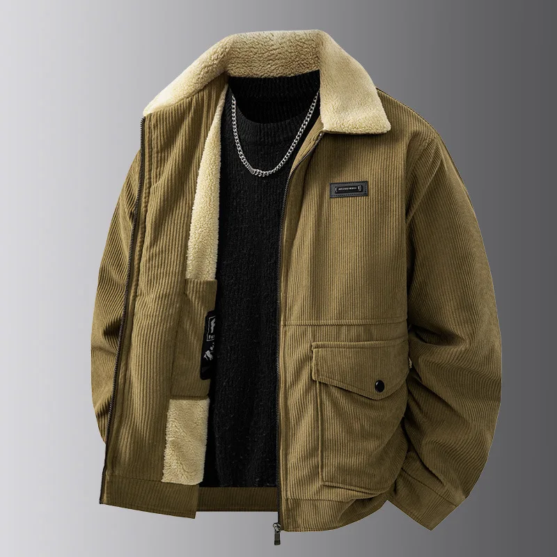 Men's Fleece Lined Thickened Jacket for Autumn Winter Heat-Storing Cold-Proof Comfortable Skin-Friendly Inner Liner 2025 New