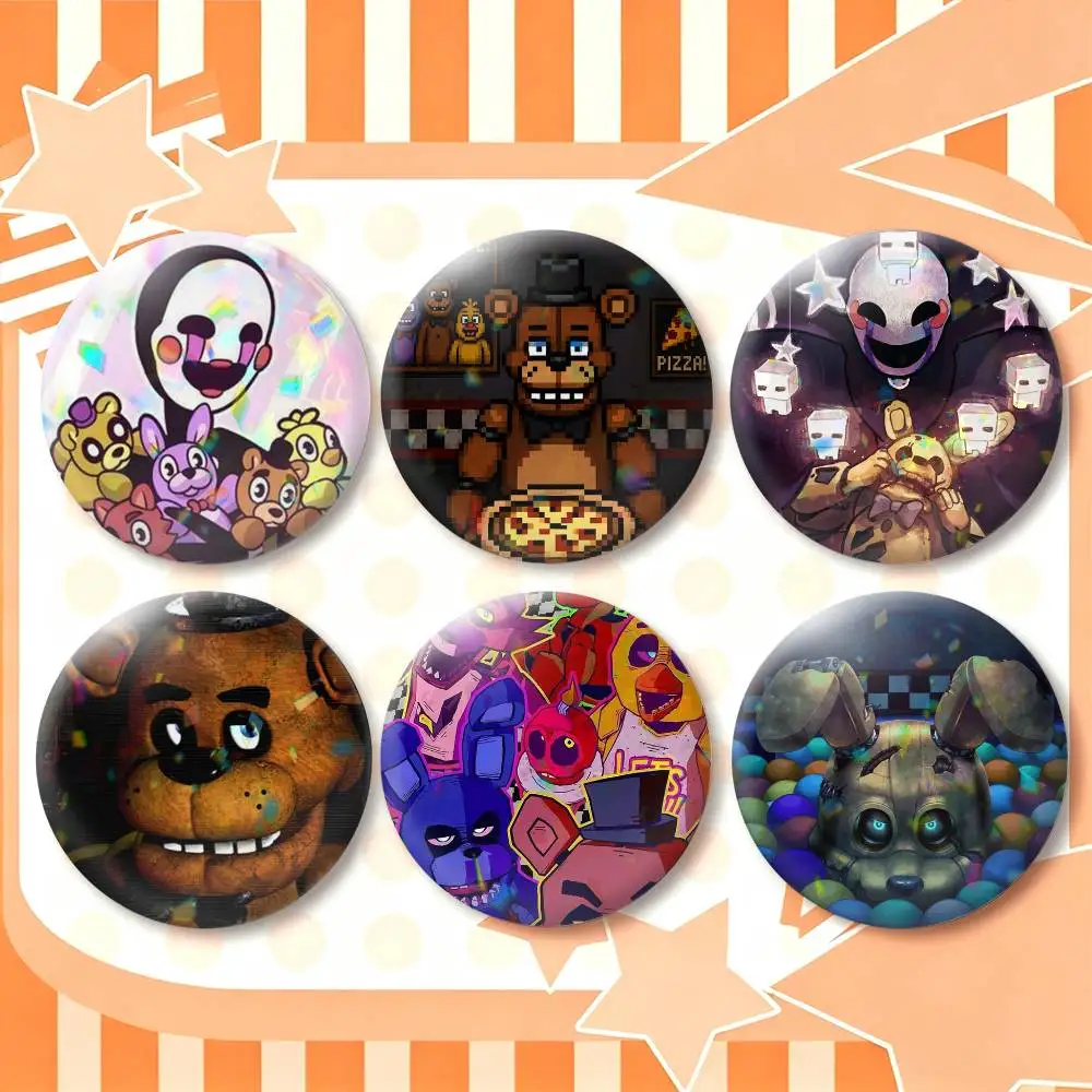 F-Fnaf Five-nights-At-F-Freddys  25 32 44 58 75mm Badges Personalized Round Brooches Pins Accessory Gift