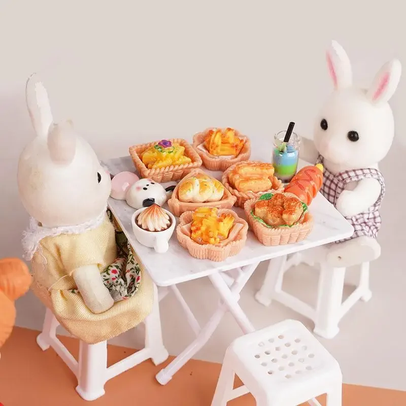 1/12 Poppenhuis Simulatie Tafel Stoelen Model Set Poppenhuis Mini Meubels Decoratie Poppenhuis Accessoires Fantasiespel Speelgoed