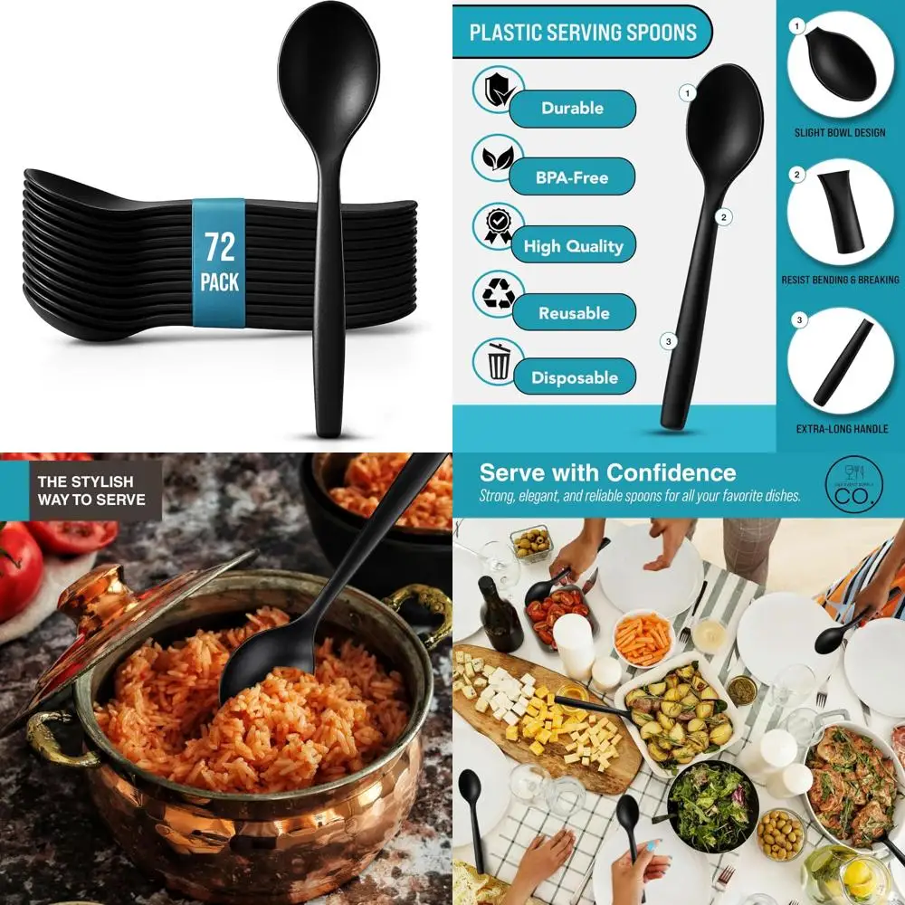 

Массовые 72, сверхмощные большие пластиковые сервировочные ложки для шведского стола, кейтеринга, одноразовая посуда